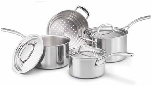 Essteele Eternita 4 Piece Stainless Steel Cookware Set - Induction Ready, Oven Safe to 260 C, Dishwasher Safe, Italian Made Pots & Pans with Lids - Clad Aluminium Core