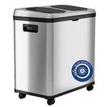 iTouchless 16 Gallon Touchless Sensor Trash Can/Recycle Bin with Wheels, 60 Liter Stainless Steel Dual-Compartment (2 x 8 Gallon) Kitchen Recycling and Garbage Trashcan