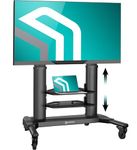 ONKRON Mobile TV Stand on Wheels for 40" - 80" Screen, Portable TV on Wheels max load 65.5 kg, Aluminium Rolling Television Trolley VESA 200x200-700x400, Height Adjustable TV Stand Black TS2771-B
