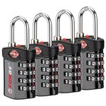 Forge Travel Lock,TSA Approved Luggage Locks for Air Travel, Gym Lockers, School Lockers, Pelican Cases, Gun Case, Easy Read Dials, Durable Alloy Body, Black 4 Pack, One_Size, TSA Approved Travel lock