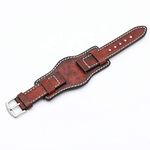 Onthelevel Leather Cuff Watch Strap 20mm 22mm 24mm Vintage Genuine Leather Watch Band with Mat for Men