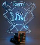 American Pro Baseball Stadium Sports Fan, Team Choice at Checkout, Lamp Night Light LED Personalized Free Featuring Licensed Decal, Room Man Cave Decor 16 Colors with Remote, A Must Have!