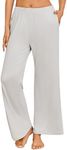 Ekouaer Pajama Pants for Women Soft Comfy Pajama Bottoms Casual Stretch Wide Leg Pants with Pockets Light Grey Medium