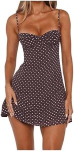 Floerns Women's Going Out Mini Spaghetti Strap Polka Dots Y2k Date Night Dresses Brown Small
