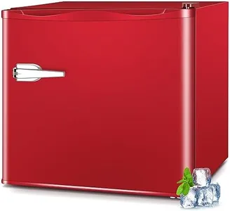 LHRIVER Mini Freezer, 1.2Cu.ft Small Upright Freezer with Handle, Removable Shelves, 7 Adjustable Thermostat, Low Noise for Bedroom/Apartment/Home/Office, Red