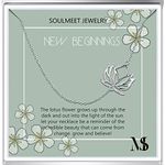 SOULMEET Sterling Silver Yoga Lotus Flower Necklace for Women Girls with Inspirational Quote on Gift Card, Om Lotus Sideways Necklace Happy Birthday Gifts for Mom Daughter, Sterling Silver