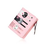 EVEOUT Women's Wallet PU Leather Purse Cute Short Bifold Money Bag with Coin Purse Card Holder Pink