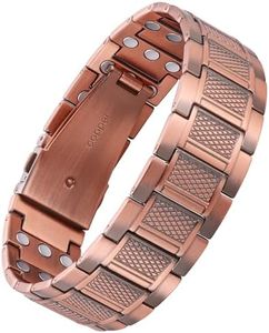 Feraco Copper Bracelet for Men, 3X Strength Magnetic Therapy Bracelet Copper Jewelry with Powerful 3800 Gauss Magnets