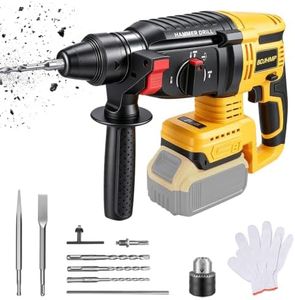 SDS-Plus Cordless Rotary Hammer Drill Compatible with Dewalt 20V MAX Battery, 4 Modes 4500BPM Jackhammer, Ideal for Concrete Breaking, Floor Tile Removal, Comes with 5 Drill Bits, Battery Not Included