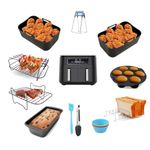 Air Fryer Accessories for Ninja Foodi Dual, AF300UK 7.6L, AF400UK 9.5L, SL400UK, Tower T17088 9L, Set of 11 Including Silicone Air Fryer Liners, Air Fryer Rack