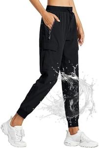 JENOANY Waterproof Pants Women Rain Quick Dry Pants Hiking Lightweight Cargo Summer Joggers Water Resistant UPF UV Sun Protection, Black, XL