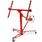 11FT Heavy Duty Drywall Lift Lifter Plaster Board Panel Hoist Jack Tool 68kg Lifting Capacity Rolling Lockable Construction Tool Red