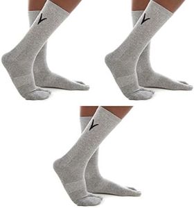 3 Pairs Thick Flip-Flop Big Toe Socks Crew or Ankle Size: Women 9-12 Men 8-11, Light Grey, Large