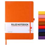 HIJYOO A4 Notebook, Notebook A4 Journal Notebook Hardcover Notepad with Bookmark Composition Notebooks, Pen Loop, and Elastic Closure, 8.3" X 11.18"，Orange