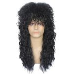 70s 80s Costumes Wigs Rocking Dude Wig Punk Metal Rocker Disco Mullet Wig Black Curly Wig Halloween Costume Wig