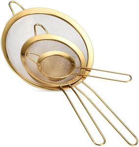 2LB Depot Stainless Steel Kitchen Strainers Set - 3 Extra-Fine Mesh Strainers with Long Handles for Tea, Coffee, Food, and More - Rust-Resistant and Dishwasher Safe Fine Mesh Strainer Set