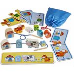 HABA On the Farm Threading Game with 10 Chunky Wooden Lacing Figures & 4 Templates