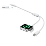 3 in 1 Short Charger for Apple Watch - Portable Charging Cable USB C & USB A Compatible with iWatch Series Ultra/9/8/7/6/SE/5/4/3/2/1, iPhone 15 Pro/Max/Plus, Pad, MacBook, Android, More [1.3ft/40cm]