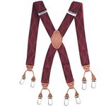 PELUCHE Striped Crossroad Maroon X Back 8 Clips Suspender (Strap Width- 3.5cm)