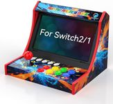 Retro Arcade Stick for Switch 2/OLED/Switch,Mini Arcade Machine Cabinet with 12 Game Card Slots & SD Card,Support Turbo (neon)
