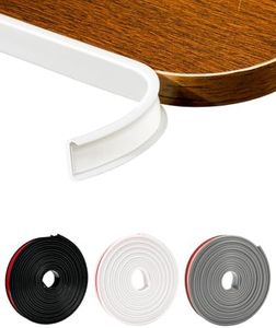 JSIWOTH U-Shape Veneer Edge Banding, 38.2 Ft Self Adhesive Edge Trim, Flexible TPE Corner Protector for Shelves, Furniture, Countertop (0.8 in, White)