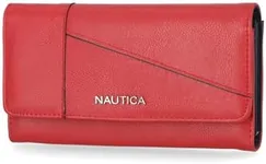 Nautica Money Manager RFID Slim and Small Wallet for Women - Credit Card Holder with Coin Purse and Zipper Wallet, Women's Clutch Organizer in Fuego Red (Buff)