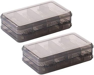 2Pcs Grey Double Layer Plastic Jewelry Box Organizer Storage Container for Earrings, Necklaces, Rings, Bead, Fishing Tackle, Jewelry, Pins, Hair Clips, Screws, Small Items Craft Box Case (10 Grid)