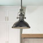 ALOADECOR 1 Light W13 in Modern Industrial Single Dome Pendant Light INMatte Black for Kitchen Island Vintage Rustic Chandelier Adjustable Hanging Light Fixture for Dining Room
