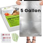 10pcs 5 Gallon Mylar Bags for Food Storage - 10 Mil Thick - Mylar Bags 5 Gallon with Oxygen Absorbers 2500cc - Zipper Resealable Mylar Bags - Bolsas Mylar 5 Galones