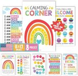 Hadley Designs 8 Colorful Calming Corner Classroom Posters Preschool Decorations, Calm Down Decorations For Preschool Teachers, Feelings Chart For Kids Educational Posters For Classroom