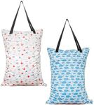 ALVABABY 2 Pack Large Wet Dry Bag Waterproof Hanging Cloth Diaper with Double Zippered Pockets 25x18 inches HL-YK6163-AU