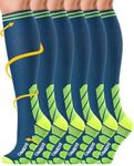 CAMBIVO Compression Socks for Men and Women 3 Pairs, 20-30 mmHg Flight Socks Stockings for Ankle/Calf Support, Running, Flying, Pregnancy & Maternity, Airplane Travel Essentials (Blue Green, L-XL)
