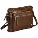 Wise Owl Accessories Small Soft Pebbled Real Leather Crossbody Handbags Purses Sling Crossover Shoulder Bag (Chocolate Nappa)