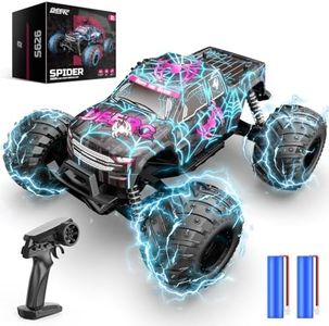 DEERC RC Truck, Spider Remote Control Car W/LED Light, 15KM/H Fast RC Cars W/2 Rechargeable Batteries for 30 Min Play, 1:16 All Terrain Off-Road Monster Truck Gift Toys for Boys Kids