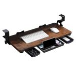 TECLUK Keyboard Tray Under Desk with Pencil Drawer, Large Size 26.77" X 11.81" Keyboard Tray with C Clamp-on Mount Easy to Install,clamp on Keyboard Tray,Height Adjustable for Home Office