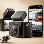 Lenovo 2 Channel 4G Dash Camera with 3” IPS Display, 2K Front + 1080P Rear, GPS, WiFi, Remote Live View, 24H Parking Monitor, G-Sensor T8-B2C
