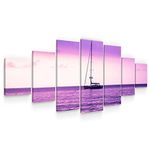 Startonight Huge Canvas Wall Art Purple Ocean View - Large Framed Set of 7 40" x 95"