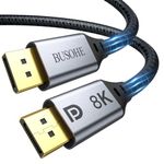 8K Displayport Cable 1.4 15FT, BUSOHE DP to DP Cable (8K 60Hz, 4K 144Hz, 2K 240Hz 165Hz) Support 32.4Gbps, HDR, DSC 1.2, HBR3, Braided Display Port Cord - 15 FT