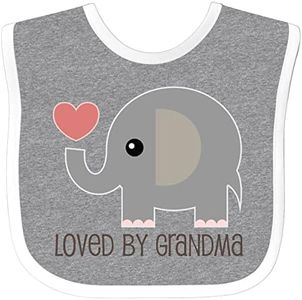 inktastic Loved By Grandma Cute Grandchild Baby Bib Heather and White 2214c