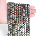 XIANNVXI Indian Agate Beads 8mm Crystal Beads for Jewelry Making Loose Beads Stone Beads Gemstone Beads for Jewellery Making DIY Crafting Polished Bracelet Beads Round Beads 47 Pcs