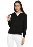 Alan Jones Clothing Women's Solid Cotton Regular Fit Hooded Sweatshirt (Wm17-Ss01_Black_Xl)