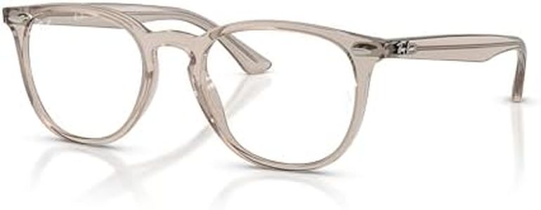 Ray-Ban RX7159 Round Prescription Eyewear Frames, Transparent Beige/Demo Lens, 52 mm