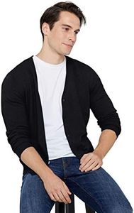 State Cashmere Button Front Cardigan - Long Sleeve Sweater for Men Made with 100% Pure Cashmere Sourced from Inner Mongolia Goats - Soft, Lightweight & Versatile - (Black, Medium)