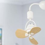 Oltao Nova 16-Inch Designer Wall Fan with Wooden Blades - Silent Operation & Oscillation, Available in 3 Colors (White)