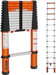 LUISLADDERS Telescoping Ladder Multi-Use Telescopic Extension Ladder One-Button Retraction Anti-Pinch and Anti-Slip 330 Lb Capacity (12.46 Feet)