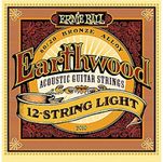 Ernie Ball Guitar Strings | 12 String | Acoustic | 3 Sets | Earthwood | Light
