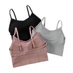 LAK 18 Women's Cotton Padded Sports Bra with Removable Pad Wire Free Stretchable Everyday Use Sport, Gym, Yoga, Outdoor Lifestyle Bralette Bra for Girls - (Pack of 3 PCS) Black-Grey-Pink