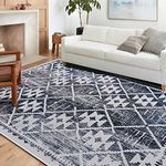 Leesentec Area Rugs for Living Room/Bedroom/Dining Room Non-Slip Washable Rug Modern Soft Rugs, Carpet Floor Mat Home Decorative (Navy Blue/Ivory, 6'6"×8'2"（200×250cm）)