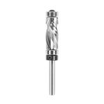 SpeTool Double Bearing Spiral Flush Trim Router Bit 1/4 Inch Shank 1/2 Inch Cutting Diameter, Carbide Compression Bit Top and Bottom Bearing Flush Cut Pattern Bit for Woodworking