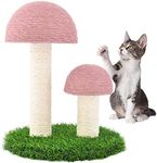 SEHORTREE Cat Scratching Post, Mushroom Claw Scratching Board Tall Cat Scratcher Featuring with Natural Sisal Scratching Poles and Interactive Toy Ball for Kittens and Small Cats (Pink)